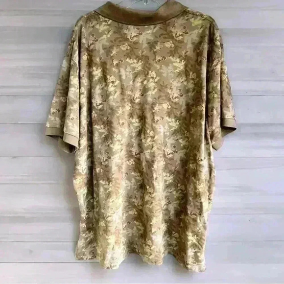 Eddie Bauer Classic Field Pro Short Sleeve Polo Shirt Mens 2XL Green Floral - Picture 2 of 8